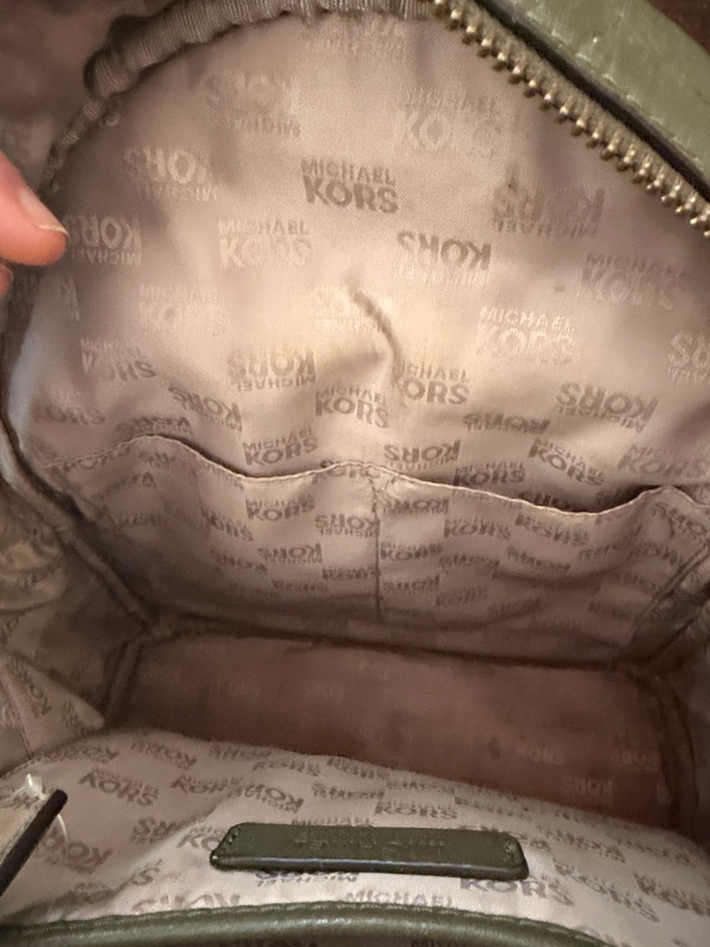 Michael Kors Olive Green Leather Studded Backpack - Picture 9 of 11